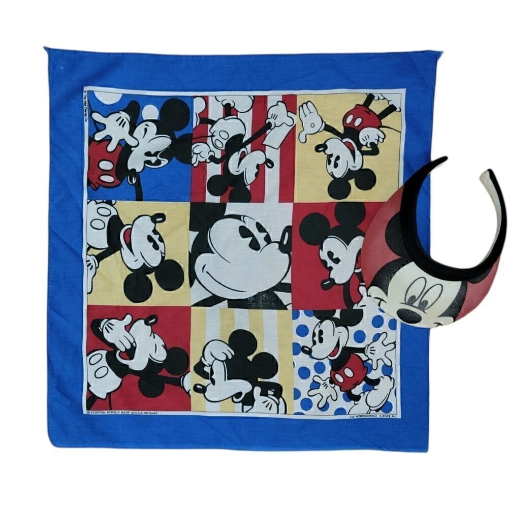 Vintage Walt Disney Mickey Mouse Visor Handkerchief Bandana J.A. Woronowicz